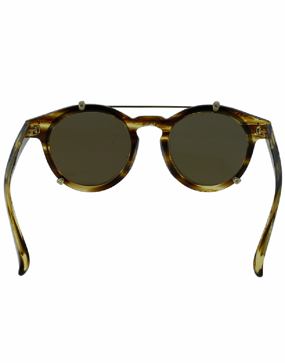 LINDA FARROW-Brow Bar Rounded Sunglasses-TIGEREYE
