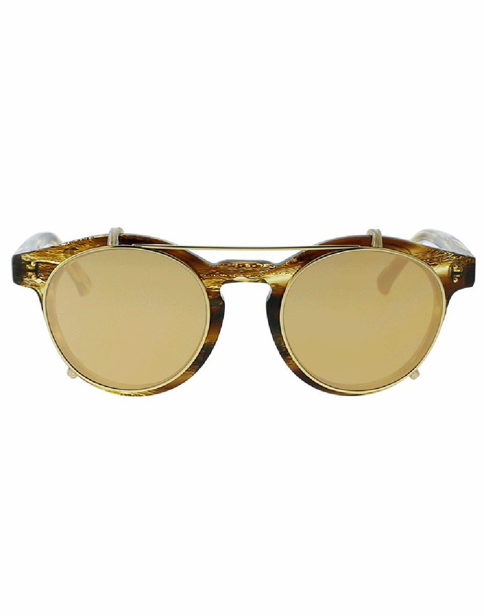 LINDA FARROW-Brow Bar Rounded Sunglasses-TIGEREYE