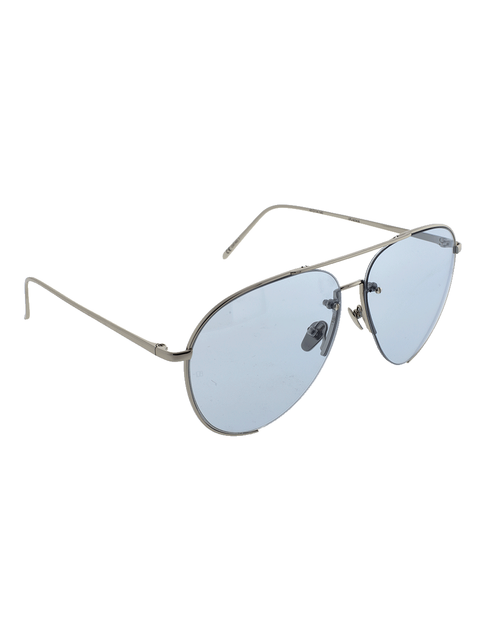 LINDA FARROW-Sky Blue Metal Sunglasses-WHT GOLD
