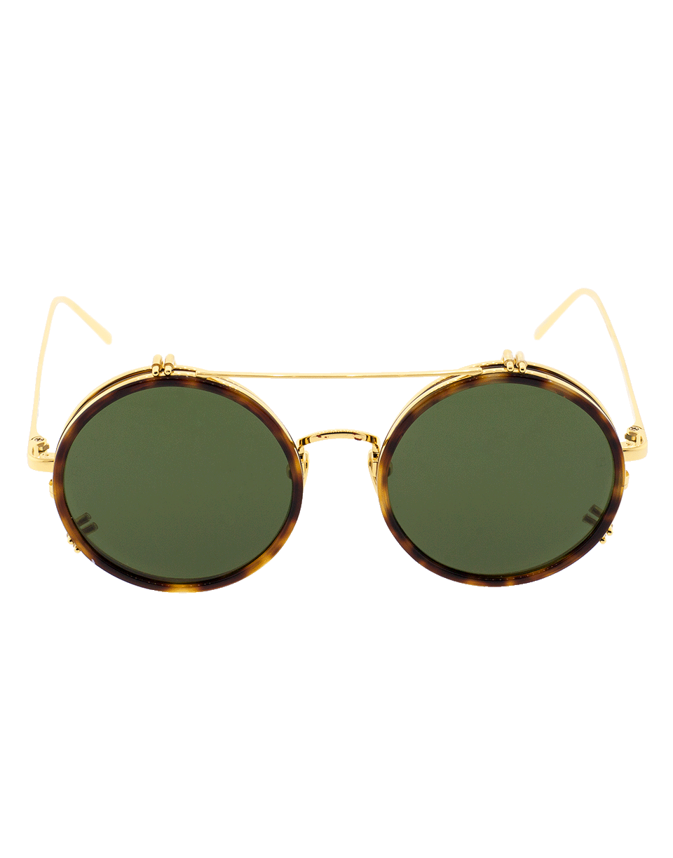 LINDA FARROW-T-Shell Round Sunglasses-YLLW/GRN