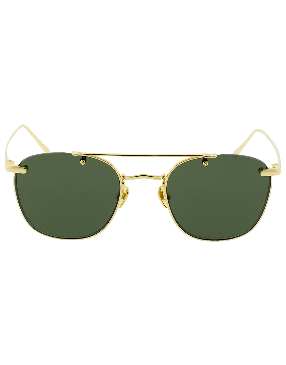 LINDA FARROW-Brow Bar Round Sunglasses-YLLWGLD