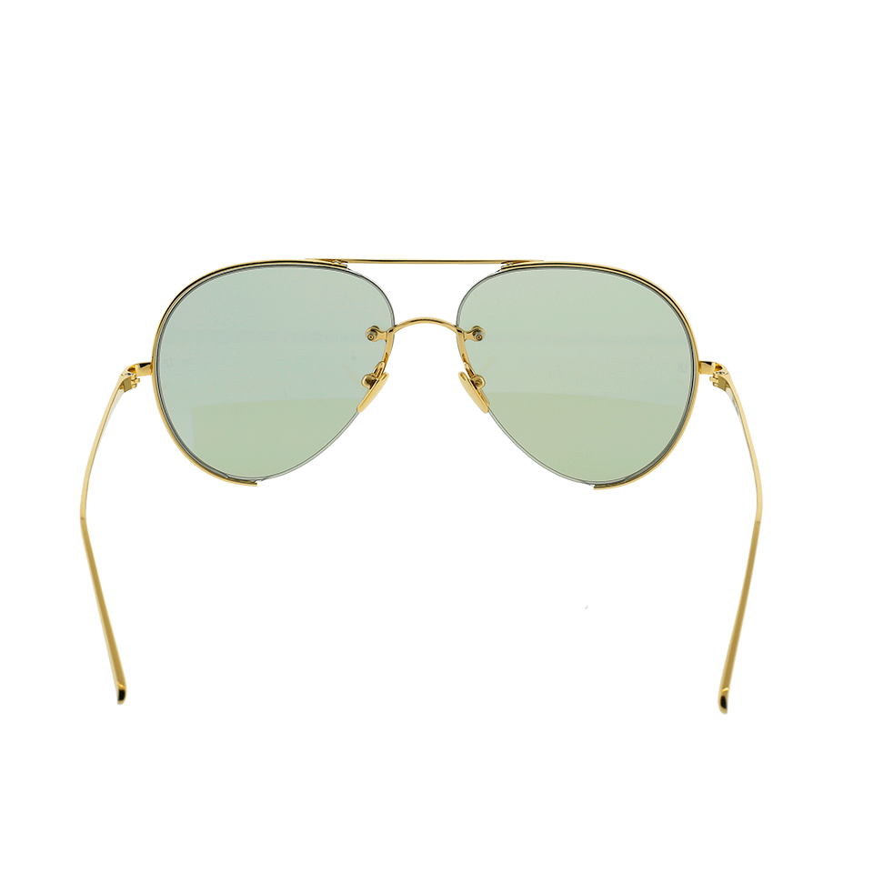 LINDA FARROW-Light Green Metal Sunglasses-YLLWGOLD