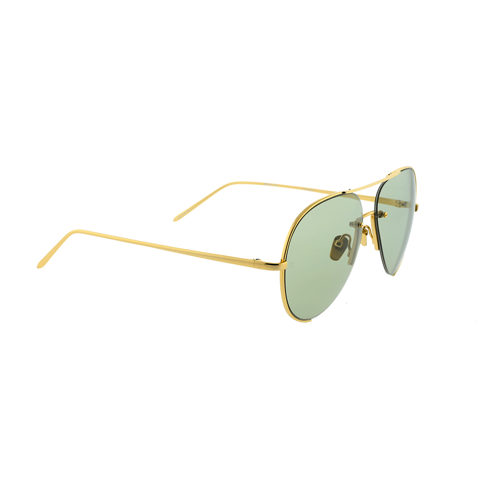 LINDA FARROW-Light Green Metal Sunglasses-YLLWGOLD