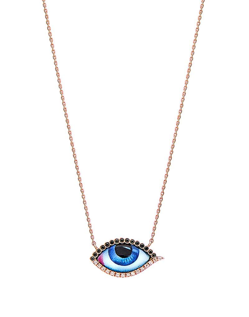LITO-Petit Bleu Eye Diamond Necklace-ROSE GOLD