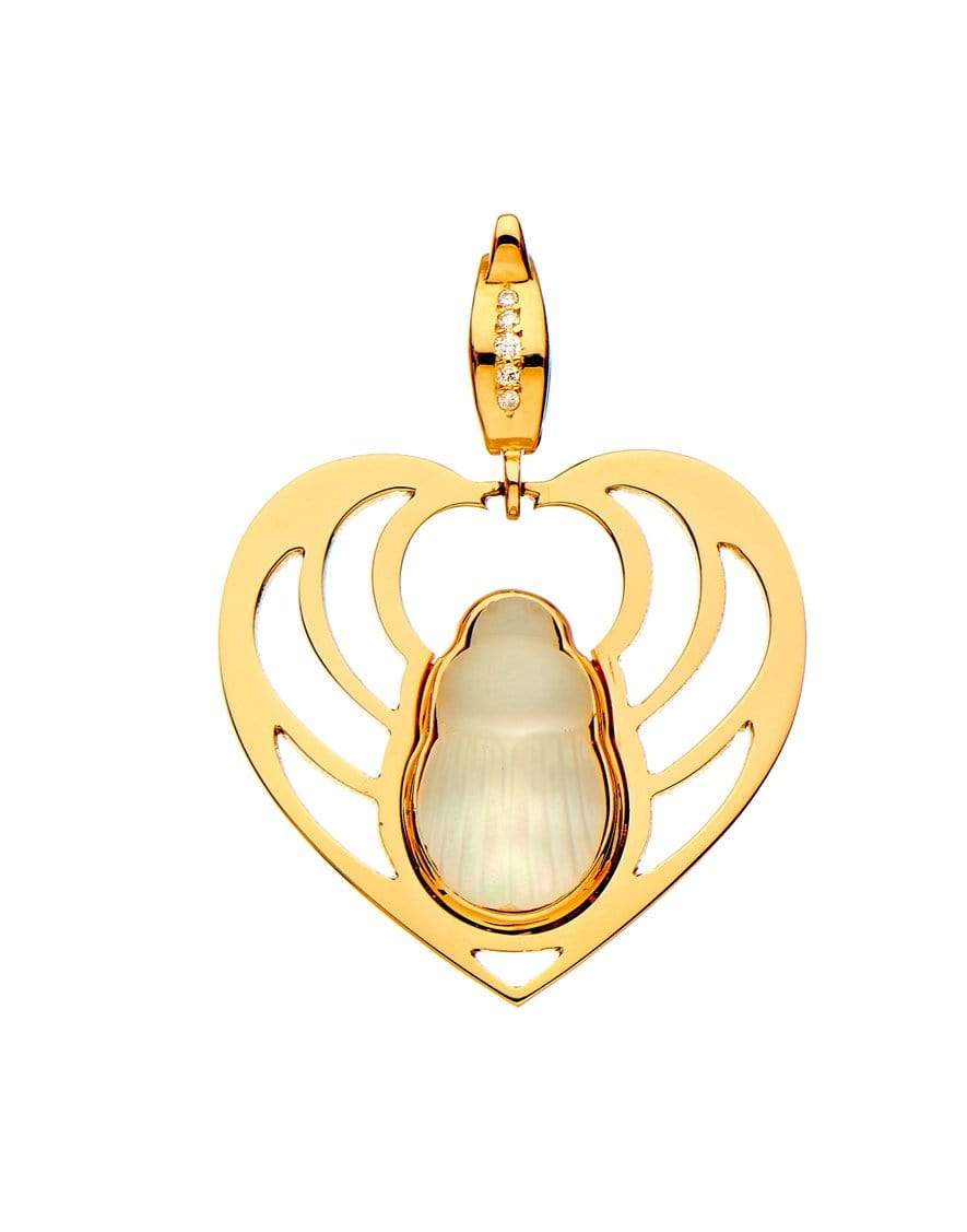 LITO-Chiara Mother of Pearl and Diamond Scarab Pendant-YELLOW GOLD
