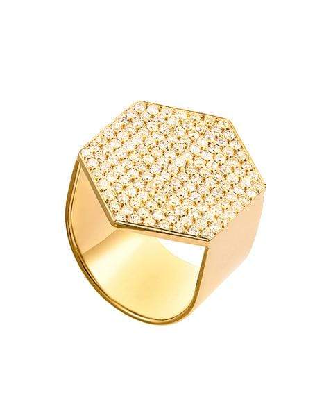 LITO-Hexagon Diamond Pave Ring-YELLOW GOLD