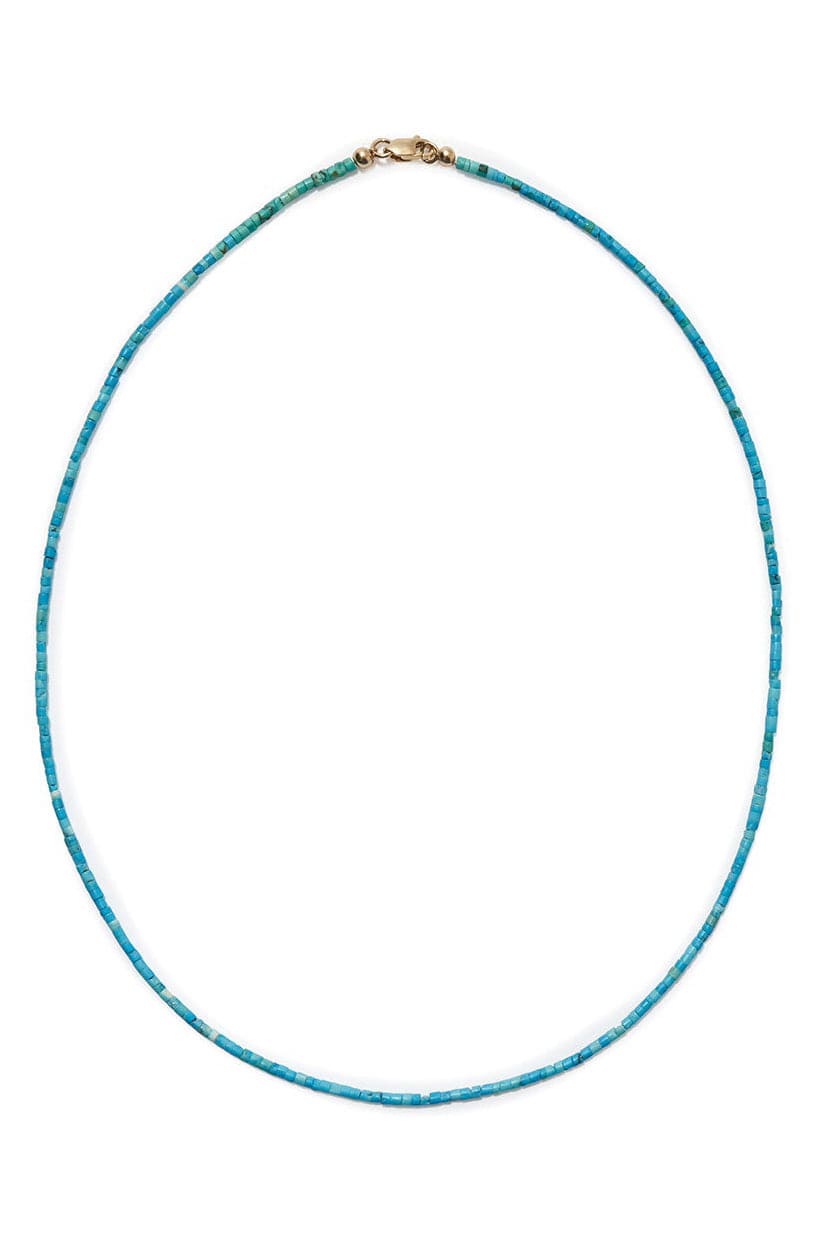 Tiny Turquoise Bead Necklace - 16" JEWELRYFINE JEWELNECKLACE O LIZZIE FORTUNATO   