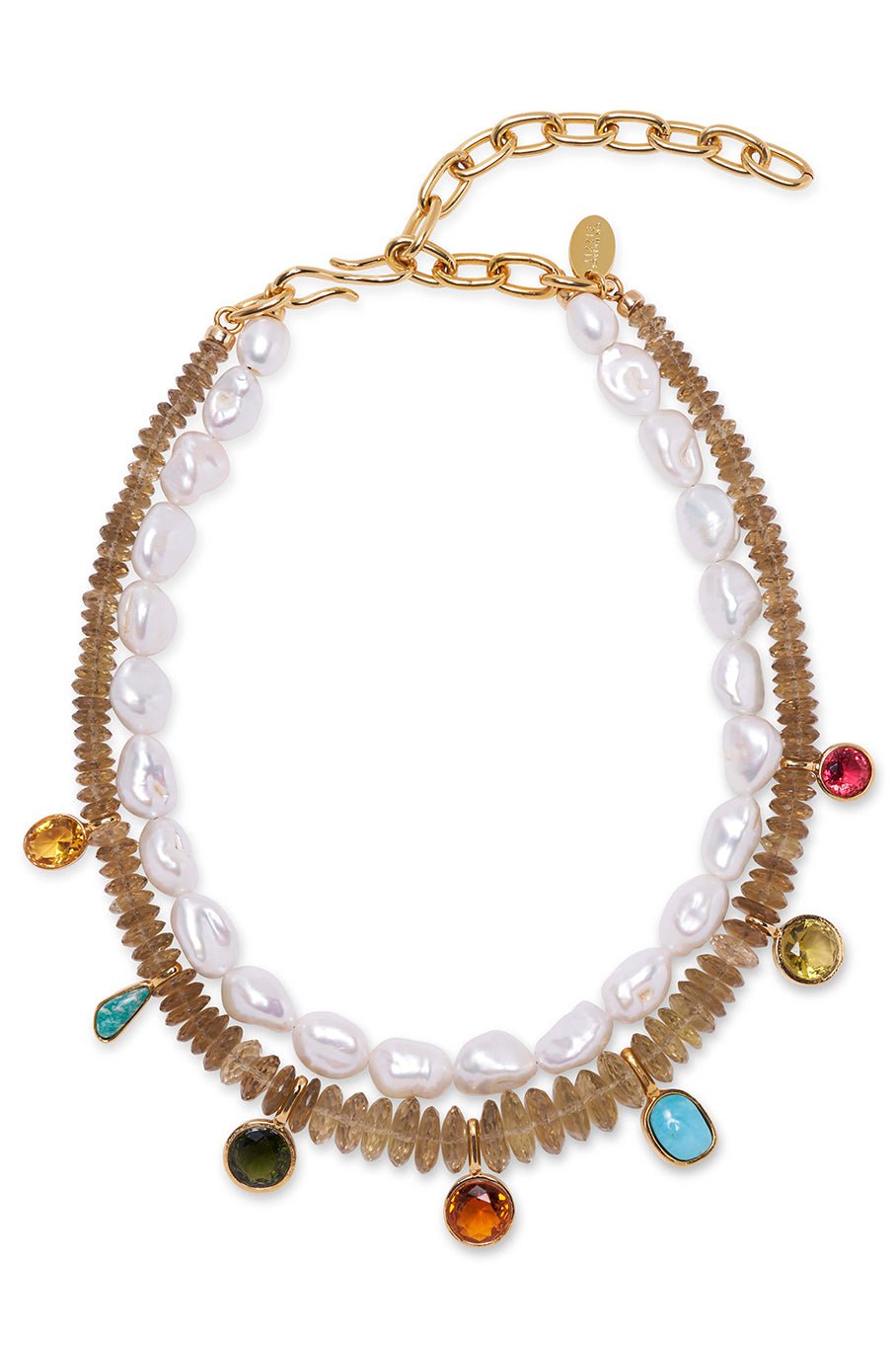 LIZZIE FORTUNATO-Color Wheel Collar Necklace-PEARL