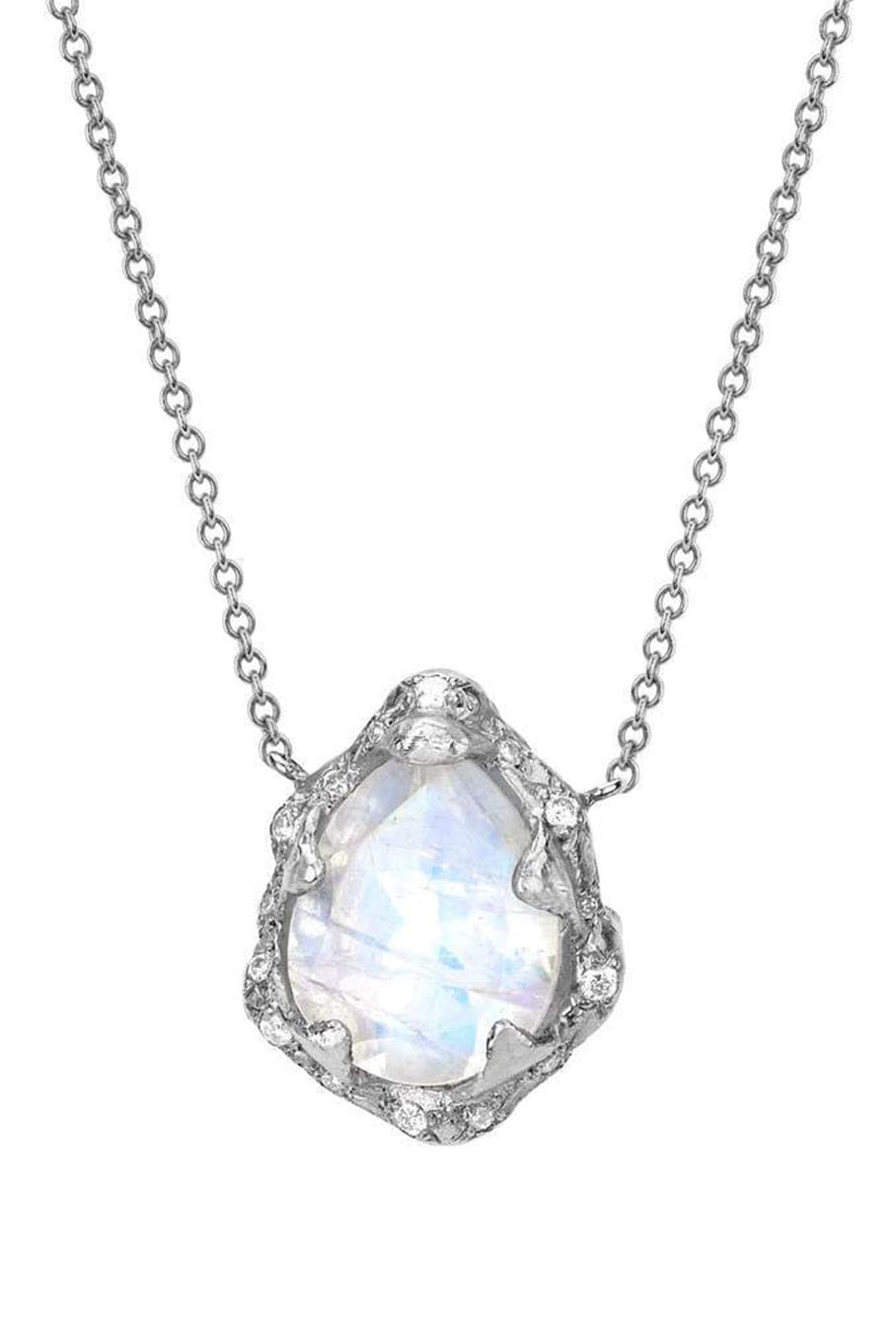 Baby Queen Water Drop Moonstone Necklace with Sprinkled Diamonds JEWELRYFINE JEWELNECKLACE O LOGAN HOLLOWELL   