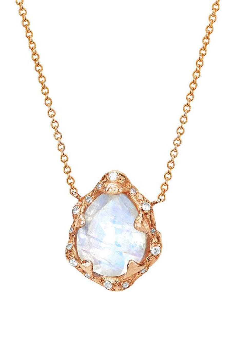 Baby Queen Water Drop Moonstone Necklace with Sprinkled Diamonds JEWELRYFINE JEWELNECKLACE O LOGAN HOLLOWELL   