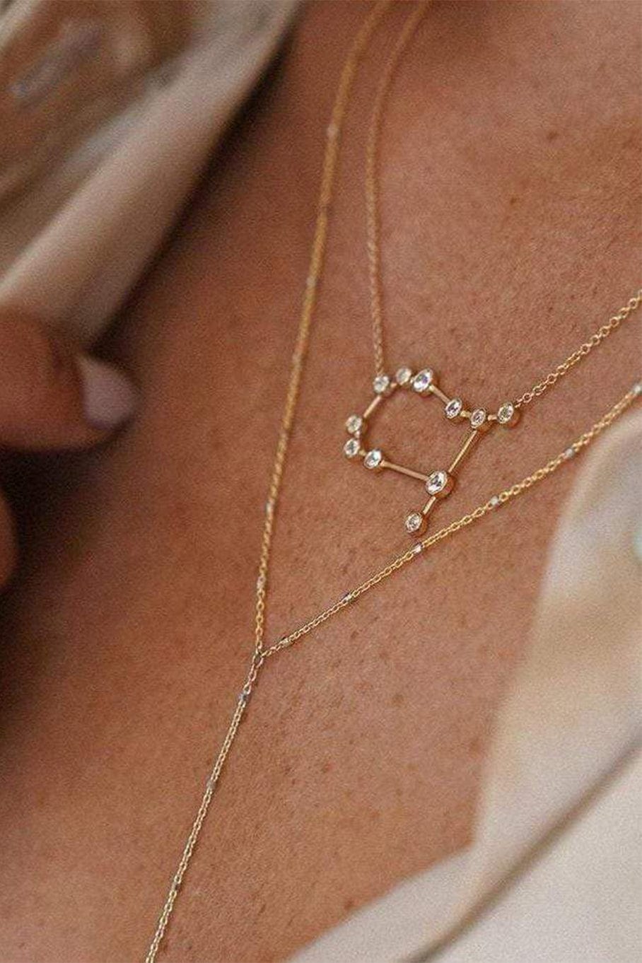 LOGAN HOLLOWELL-Gemini Diamond Constellation Necklace-WHITE GOLD