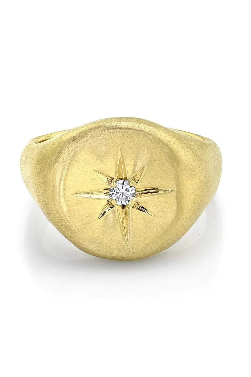 LOGAN HOLLOWELL-Star Set Oracle Signet Ring-YELLOW GOLD
