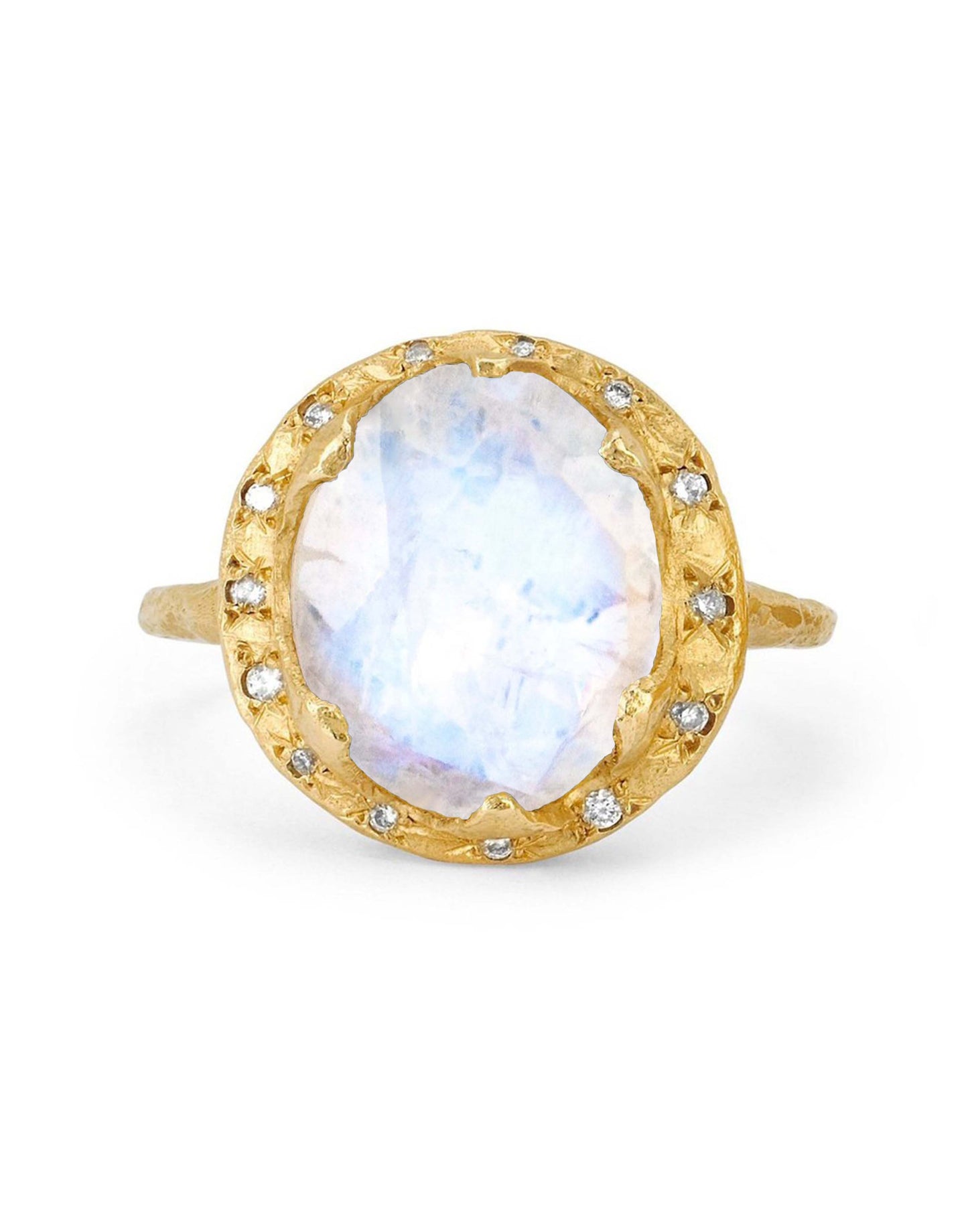 LOGAN HOLLOWELL-Queen Oval Moonstone Ring with Sprinkled Diamonds-YELLOW GOLD