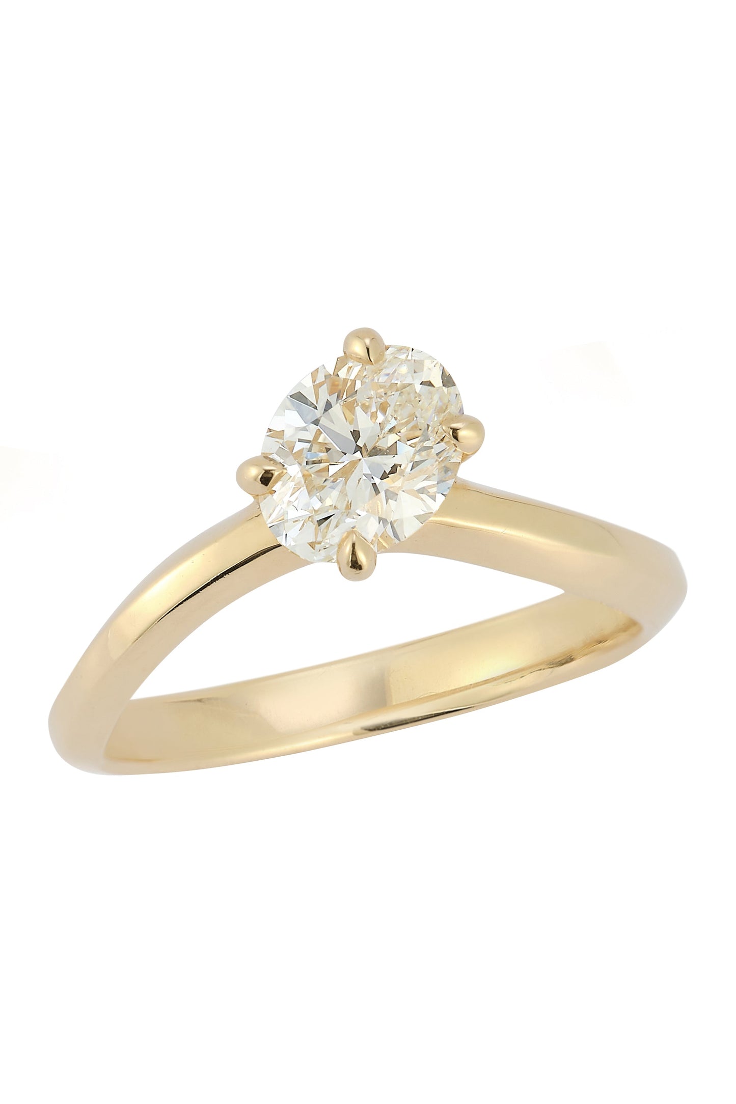LORRAINE WEST-Wave 1 Oval Diamond Ring-YELLOW GOLD