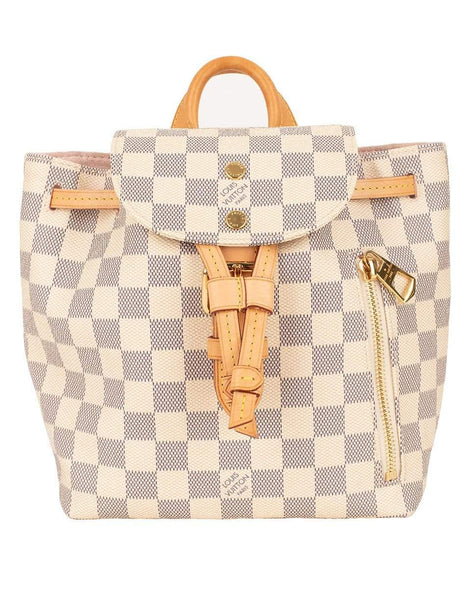 Rental Louis Vuitton Damier Azur Sperone Backpack ($215) ❤ liked