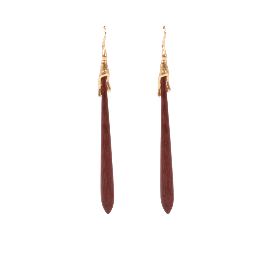 LUCIFER VIR HONESTUS-Amaranth Wood Drop Earrings-ROSE GLD