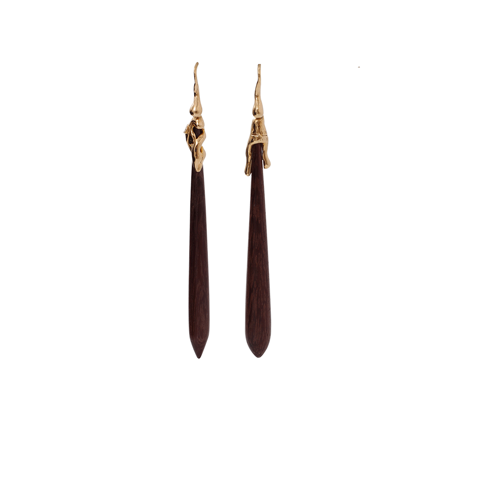 LUCIFER VIR HONESTUS-Amaranth Wood Drop Earrings-ROSE GOLD