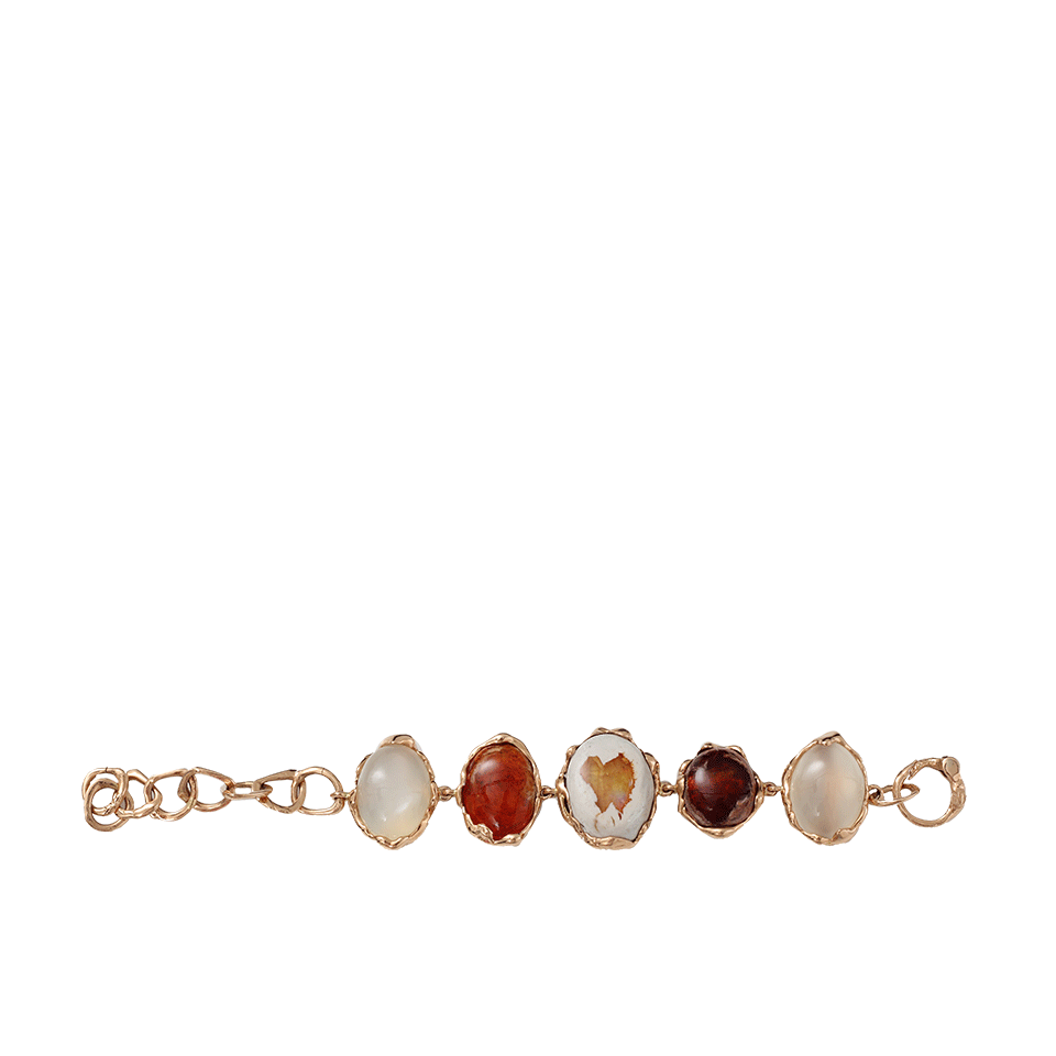 LUCIFER VIR HONESTUS-Fire Opal And Rainbow Moonstone Bracelet-ROSE GOLD