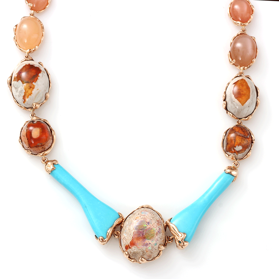 LUCIFER VIR HONESTUS-Fire Opal Necklace-ROSE GOLD