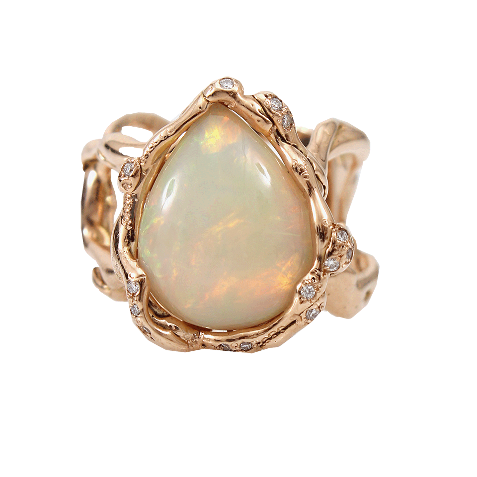 LUCIFER VIR HONESTUS-Opal And Diamond Organic Ring-ROSE GOLD