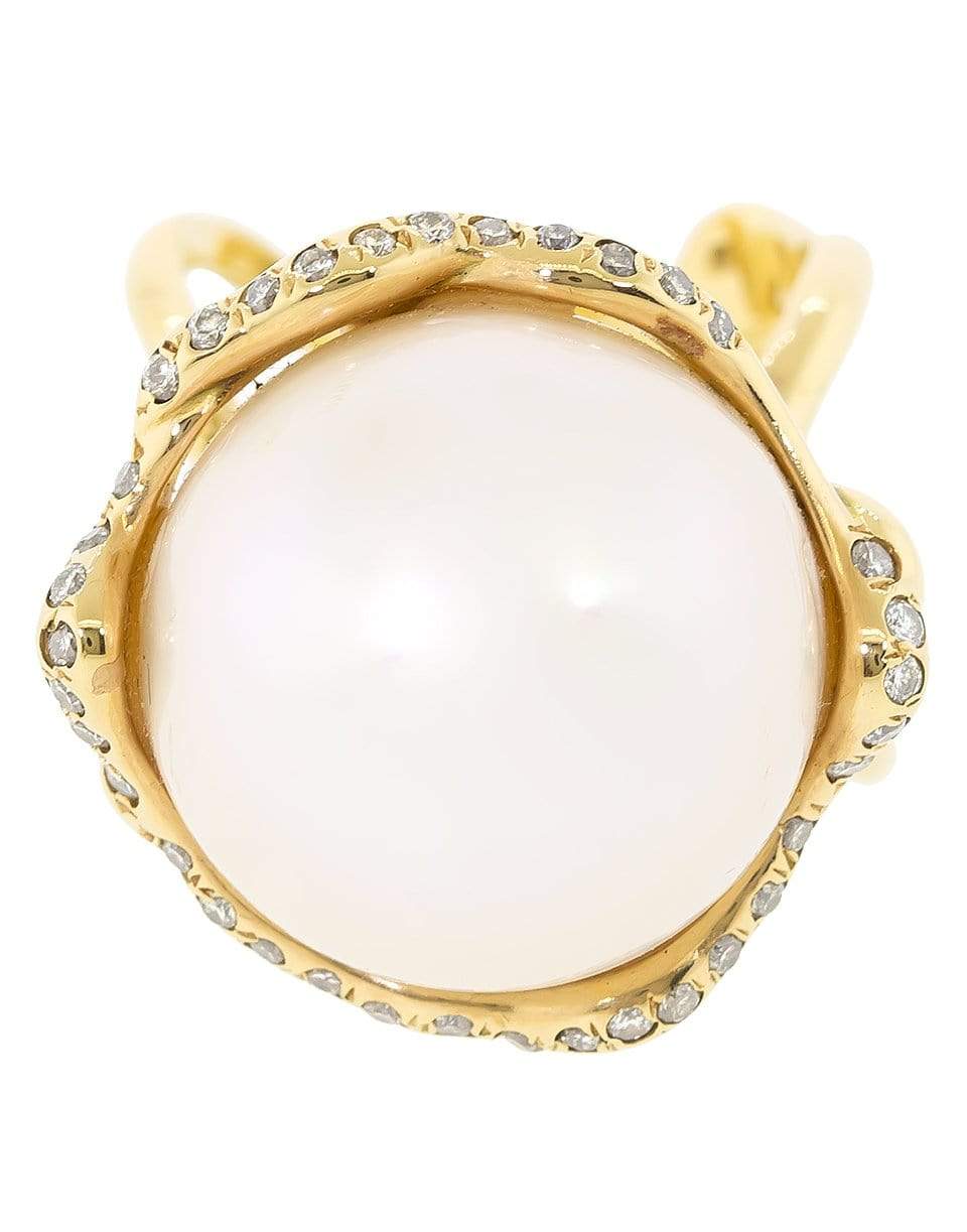 LUCIFER VIR HONESTUS-Fresh Water Pearl And Diamond Cocktail Ring-ROSE GOLD