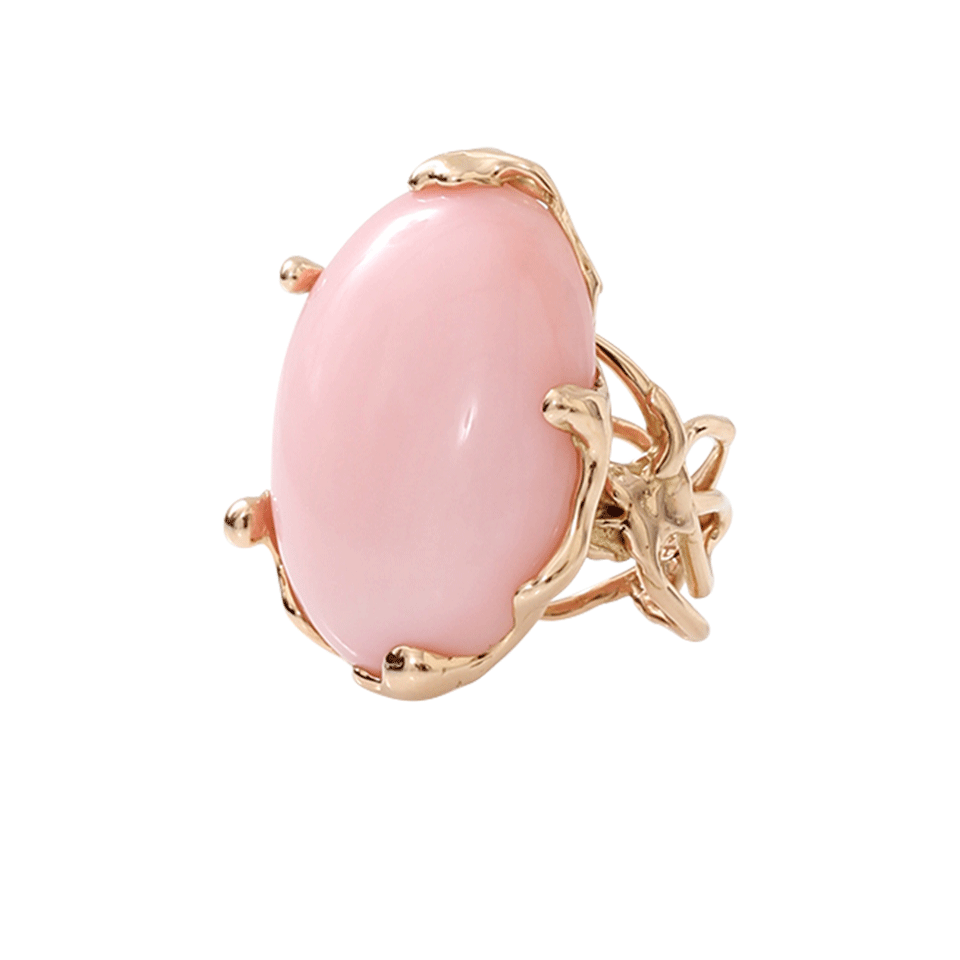 LUCIFER VIR HONESTUS-Pink Opal Chicco Ring-ROSE GOLD