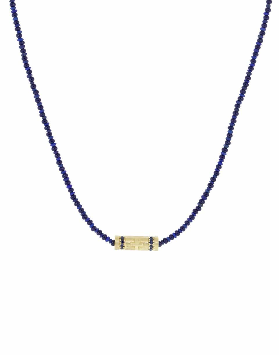 LUIS MORAIS-Blue Sapphire Bead Necklace-YELLOW GOLD
