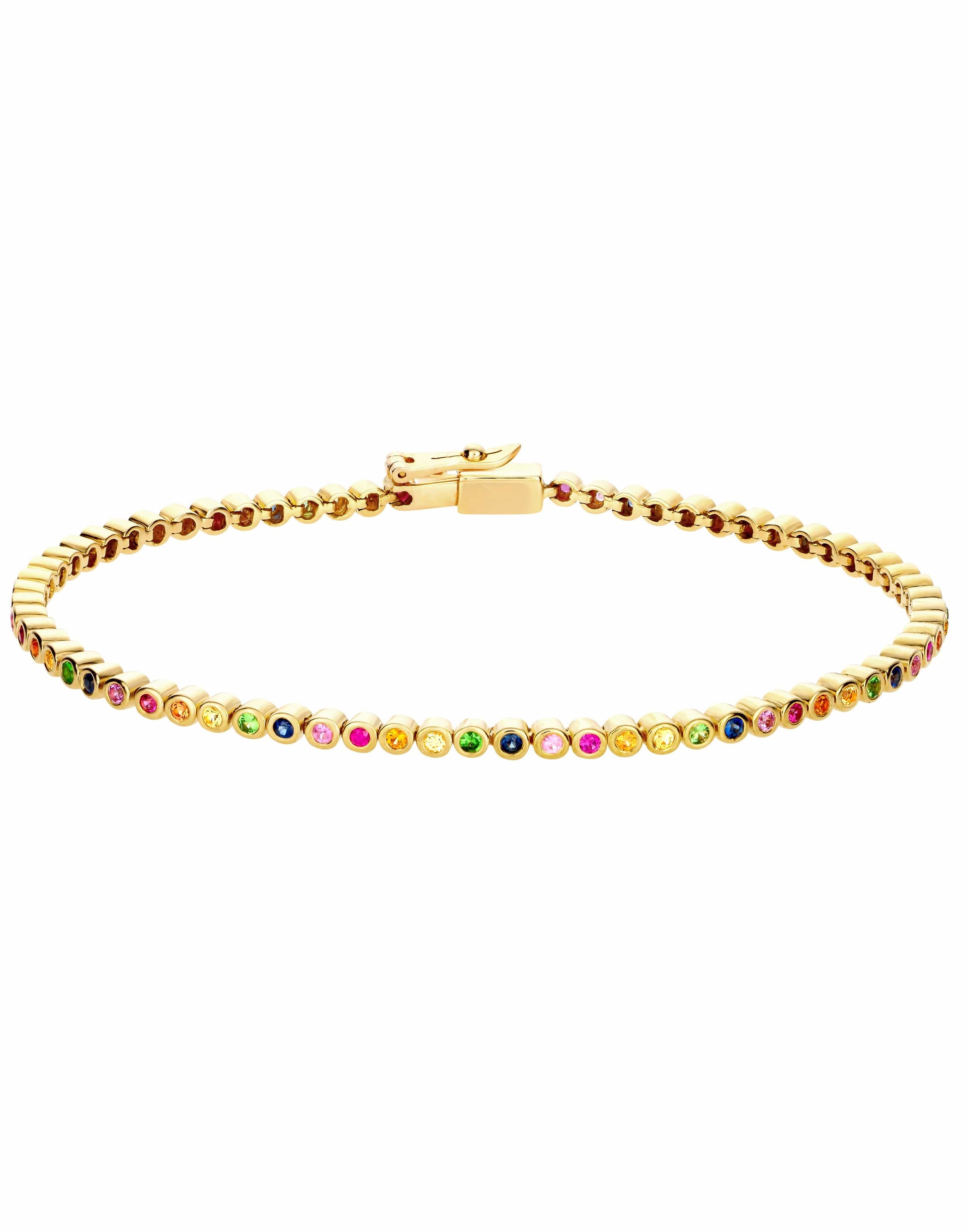 LUIS MORAIS-Rainbow Sapphire Tennis Bracelet-YELLOW GOLD
