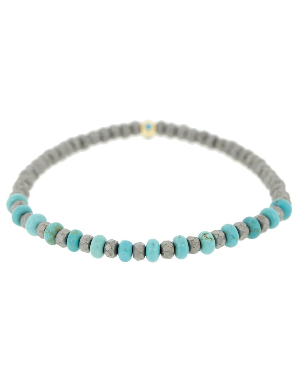 LUIS MORAIS-Tetra Turquoise Bead Bracelet-YELLOW GOLD