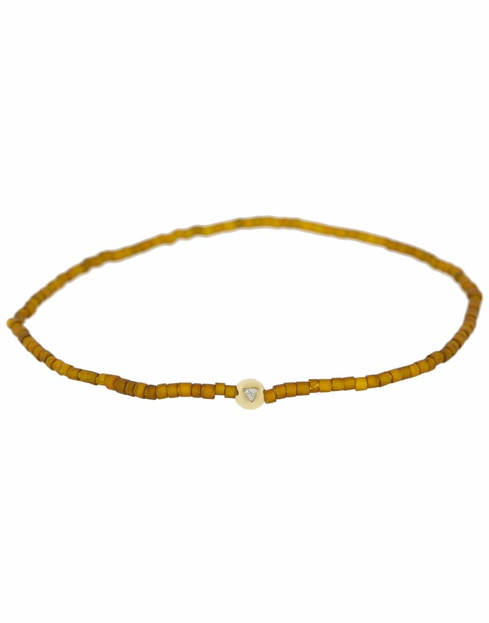 LUIS MORAIS-Trillion Diamond Brown Bead Bracelet-YELLOW GOLD