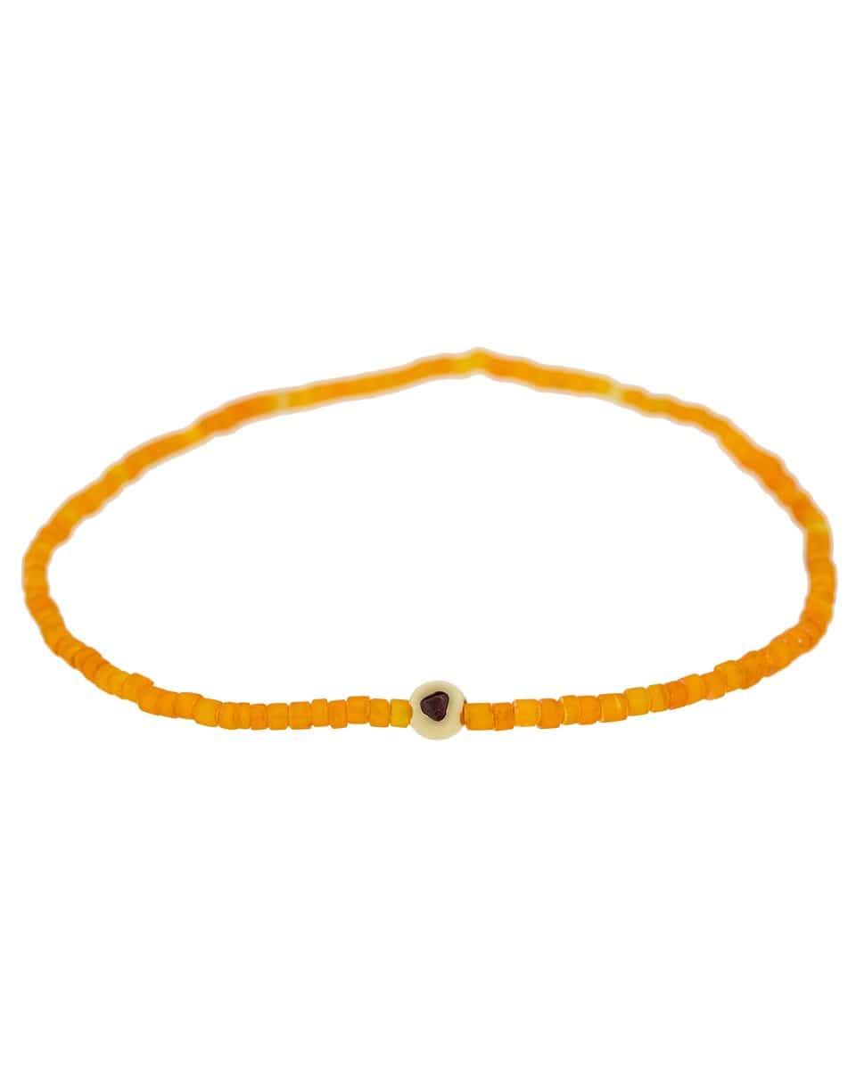 LUIS MORAIS-Trillion Ruby Orange Bead Bracelet-YELLOW GOLD