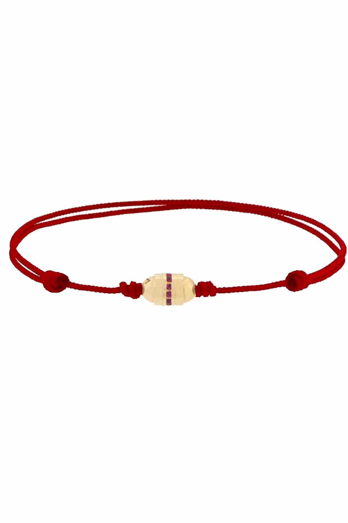 LUIS MORAIS-Ruby Red Cord Bracelet-YELLOW GOLD