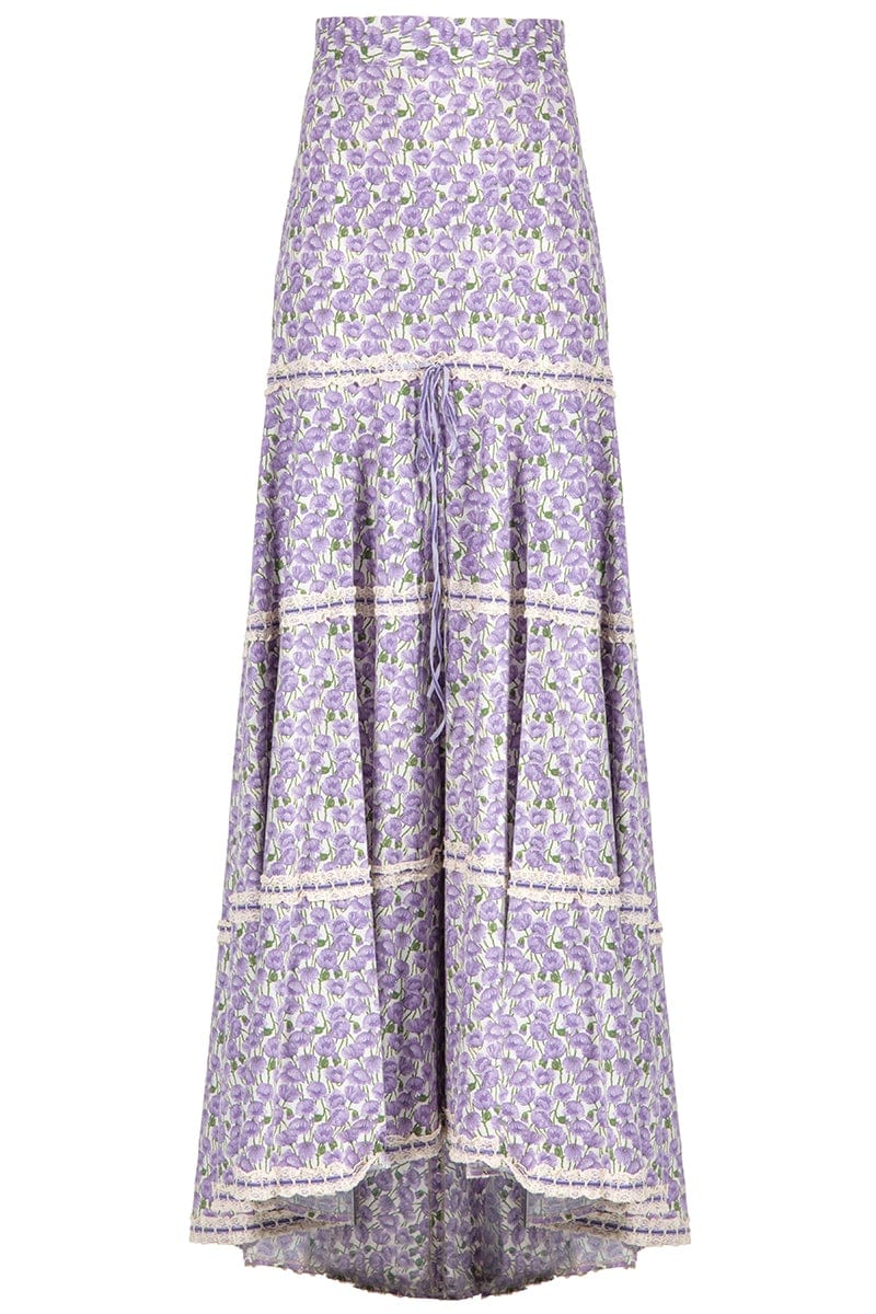 LUISA BECCARIA-Small Poppies Stretch Skirt-