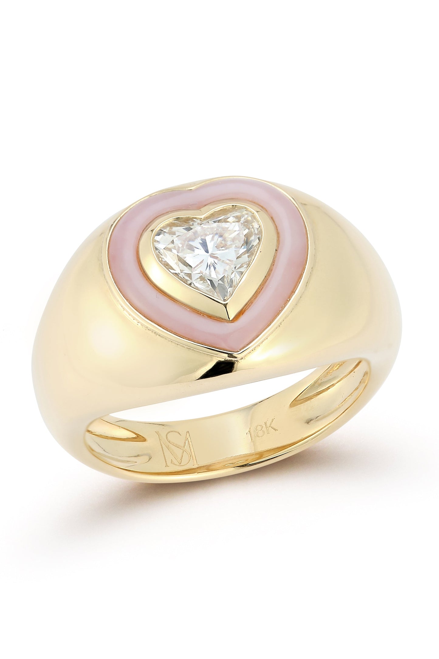 MAGGI SIMPKINS-Heart Shape Bubble Ring - Pink Opal-YELLOW GOLD