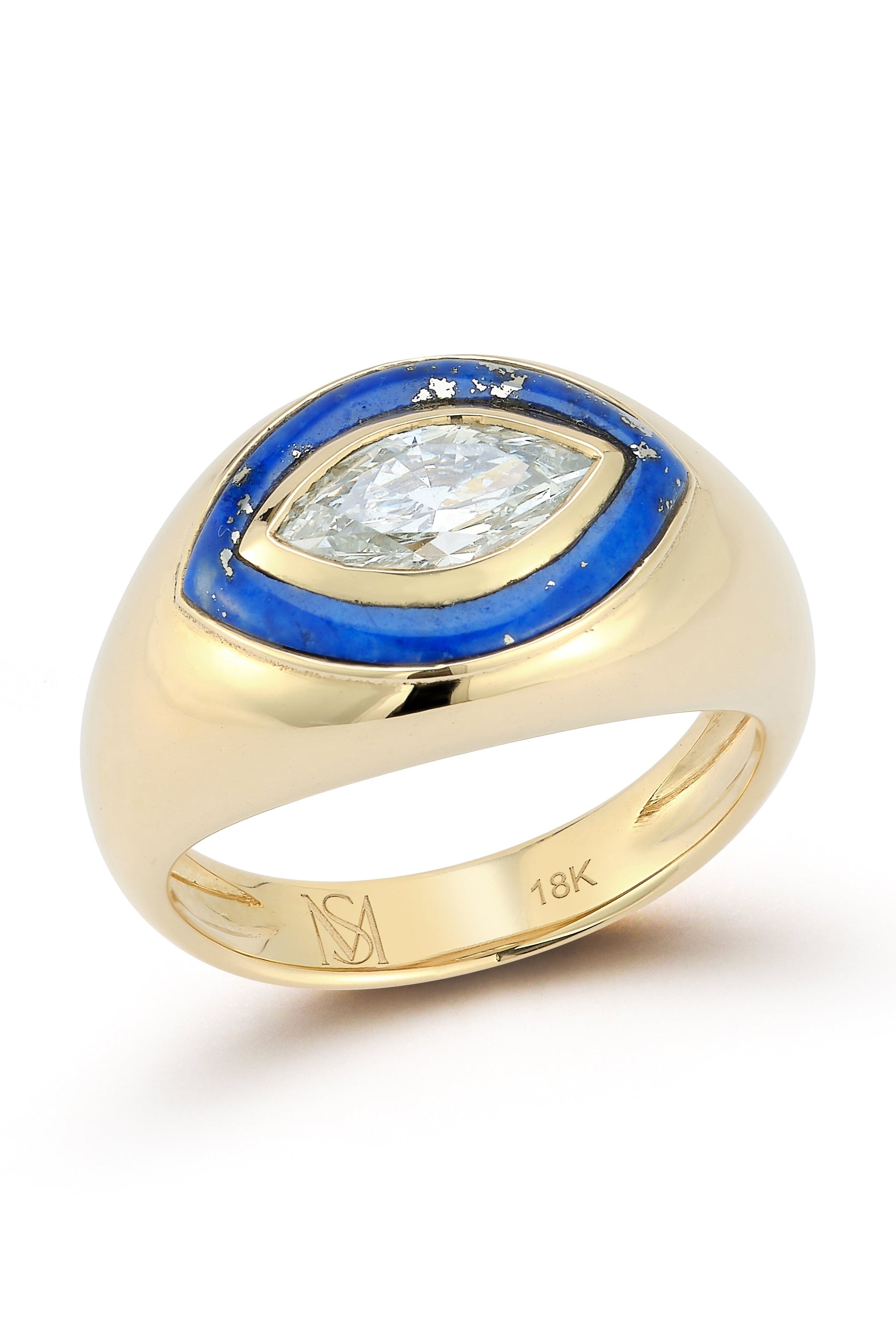 MAGGI SIMPKINS-Marquoise Bubble Ring - Lapis-YELLOW GOLD
