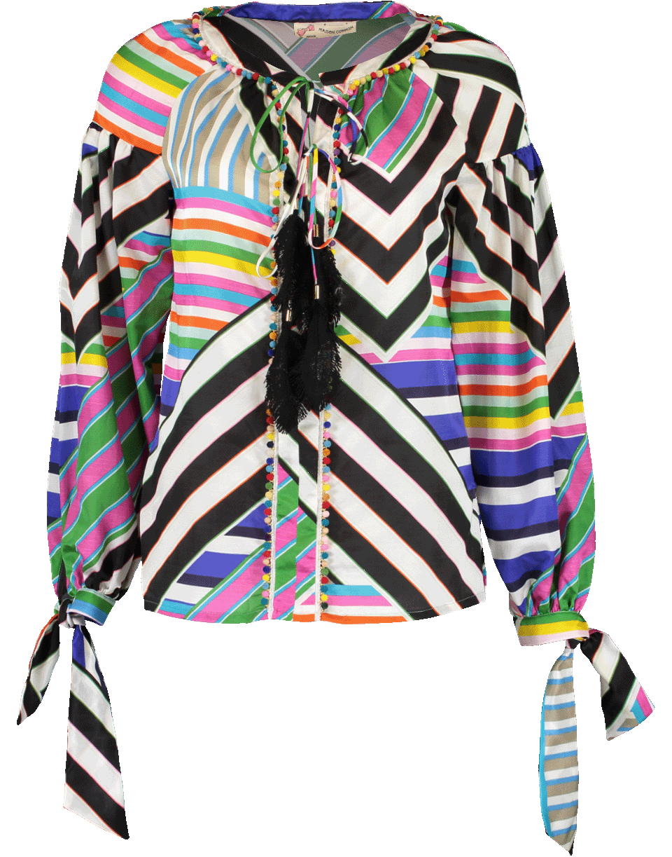 Stripe Tie Neck And Cuff Top CLOTHINGTOPBLOUSE MAISON COMMON   
