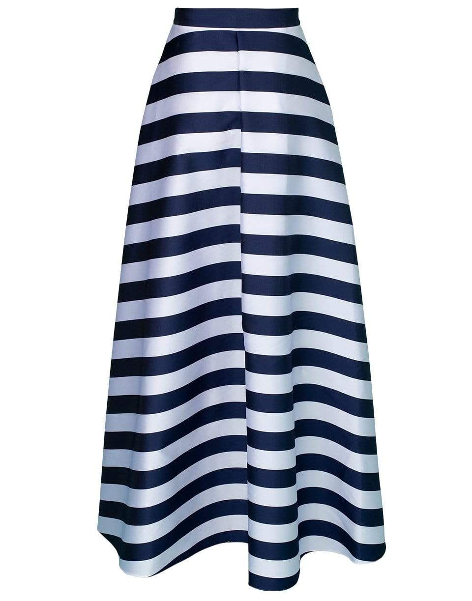 MAISON RABIH KAYROUZ-Navy Striped Full Length Skirt-NAVY