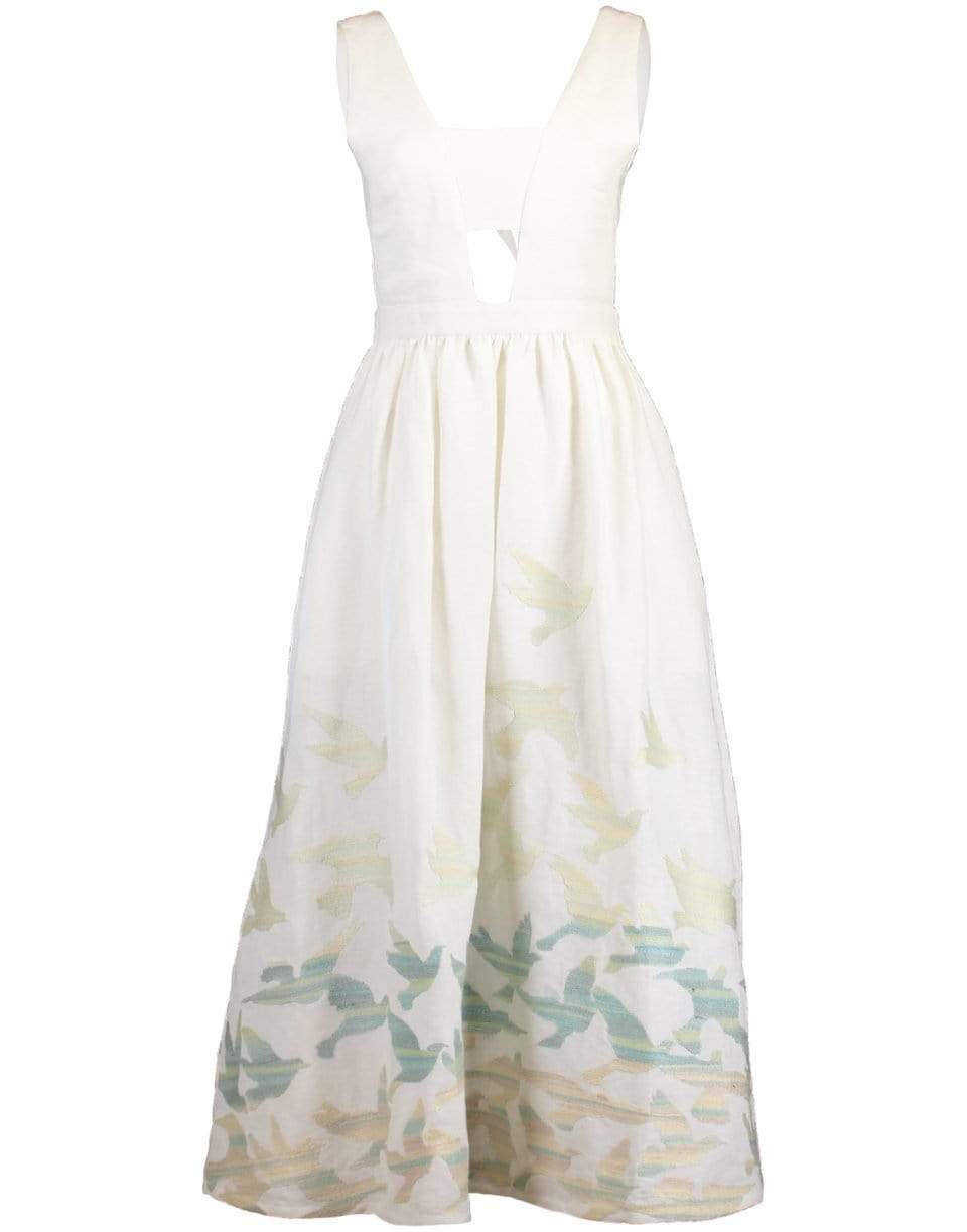 MARA HOFFMAN-Embroidered Tie Back Dress-WHITE