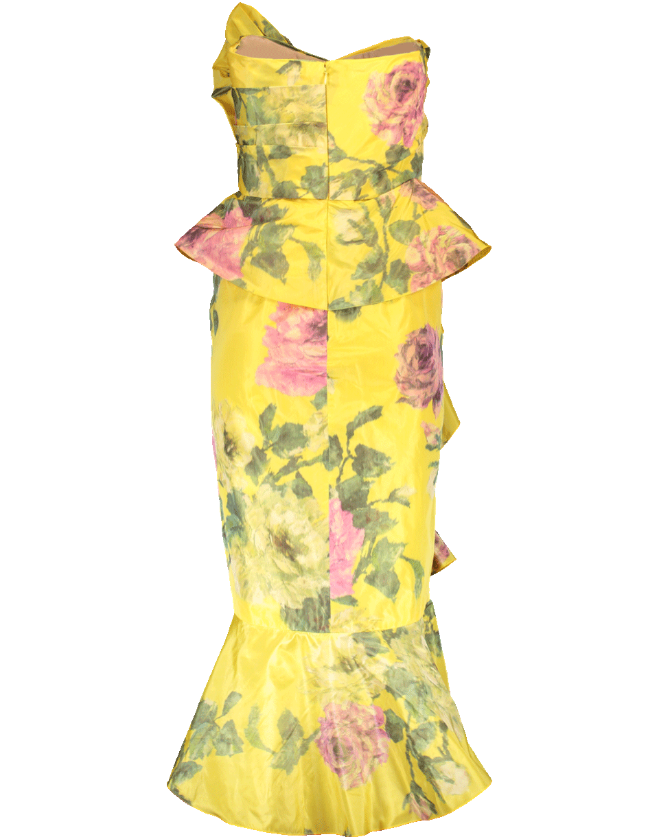 MARCHESA-Taffeta Cocktail Dress-YELLOW