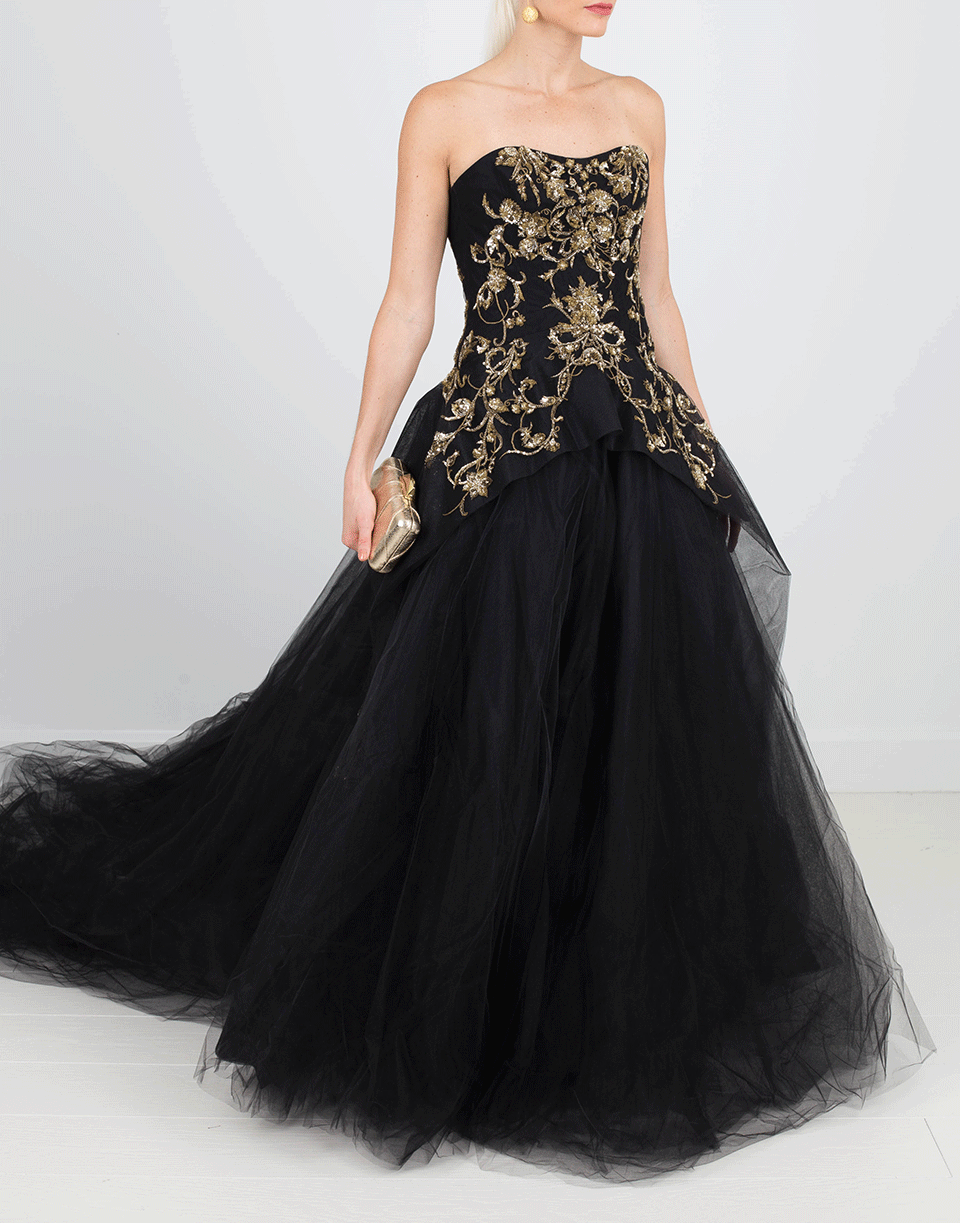 Gold Embroidered Tulle Gown – Marissa Collections