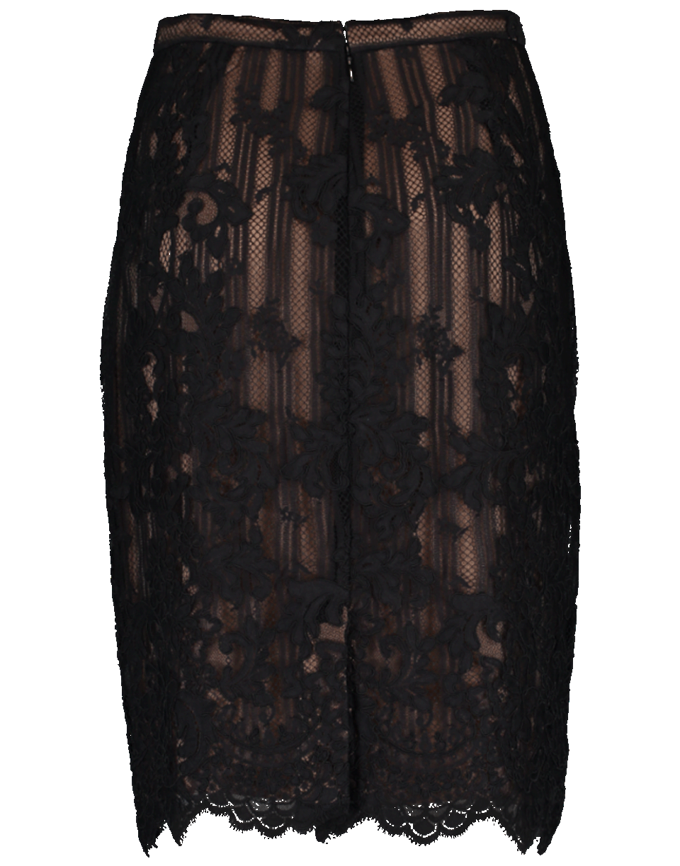 MARCHESA-Corded Lace Pencil Skirt-