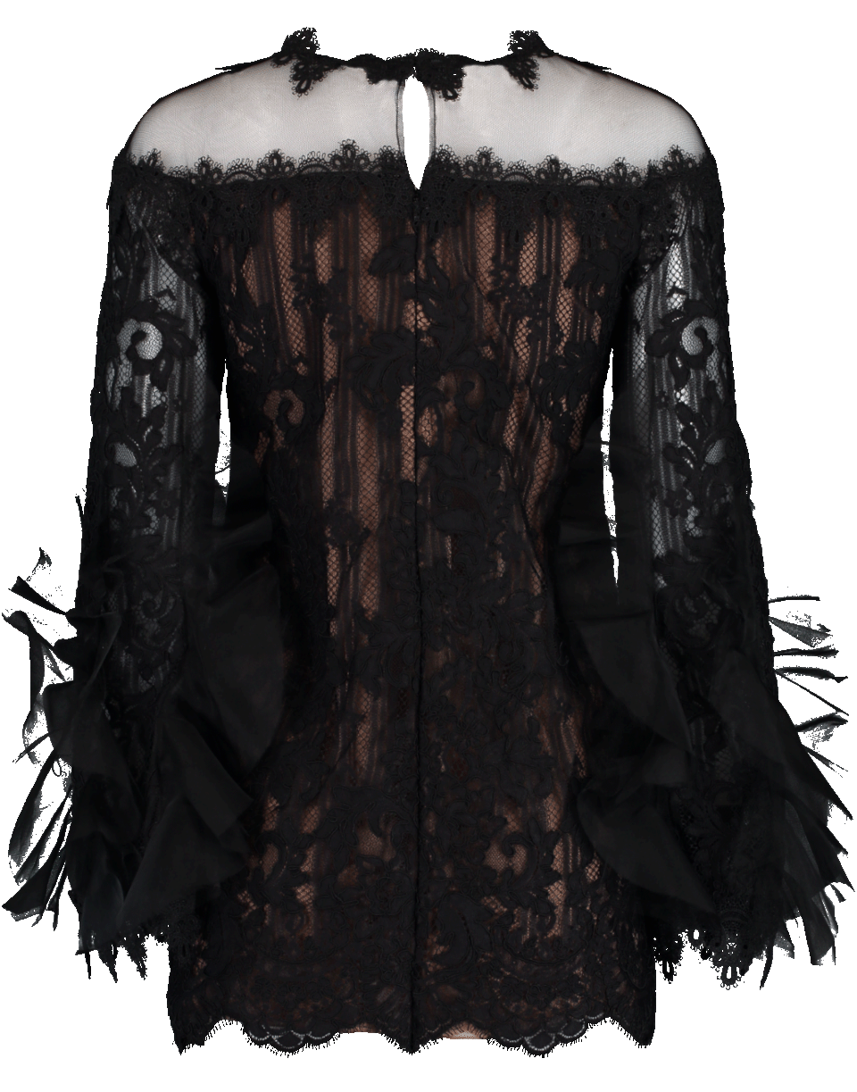 MARCHESA-Bell Sleeve Corded Lace Tunic-
