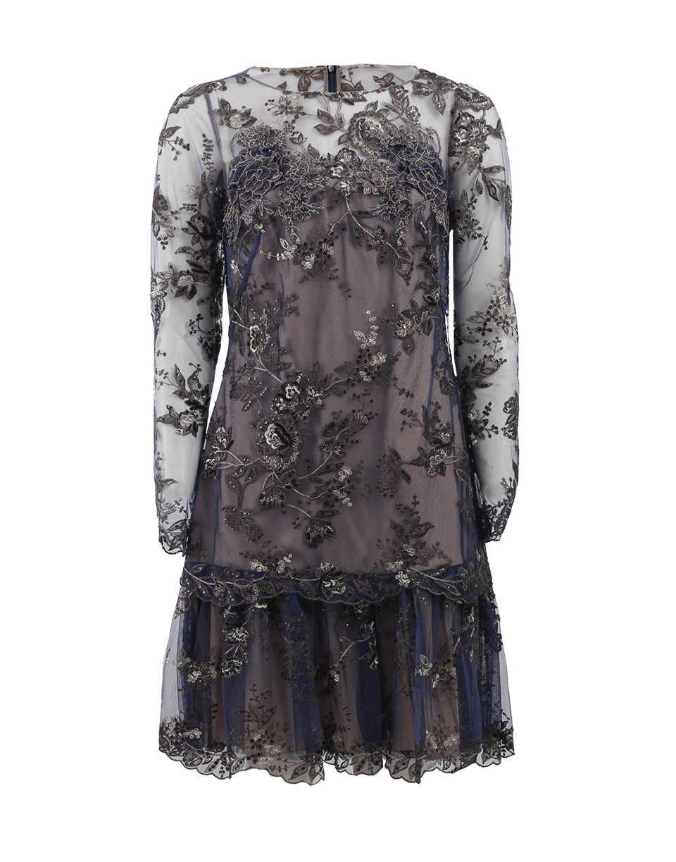 MARCHESA NOTTE-Embroidered Lace Cocktail Dress-