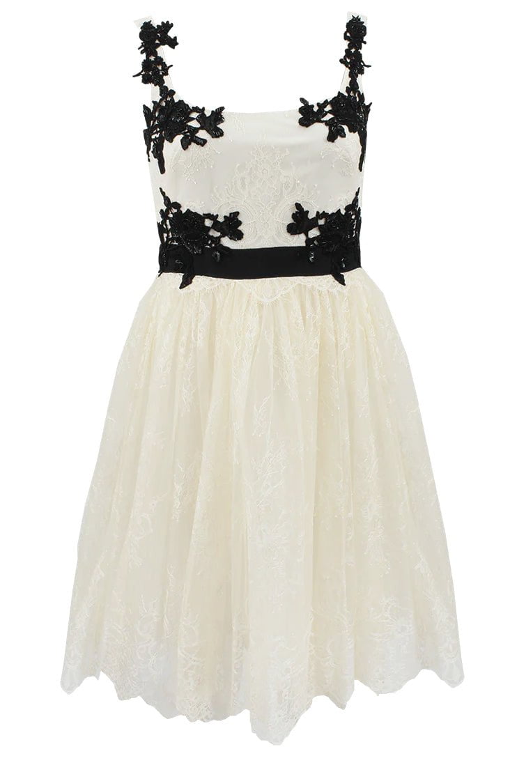 MARCHESA NOTTE-Lace Cocktail Dress With Tulle Skirt-