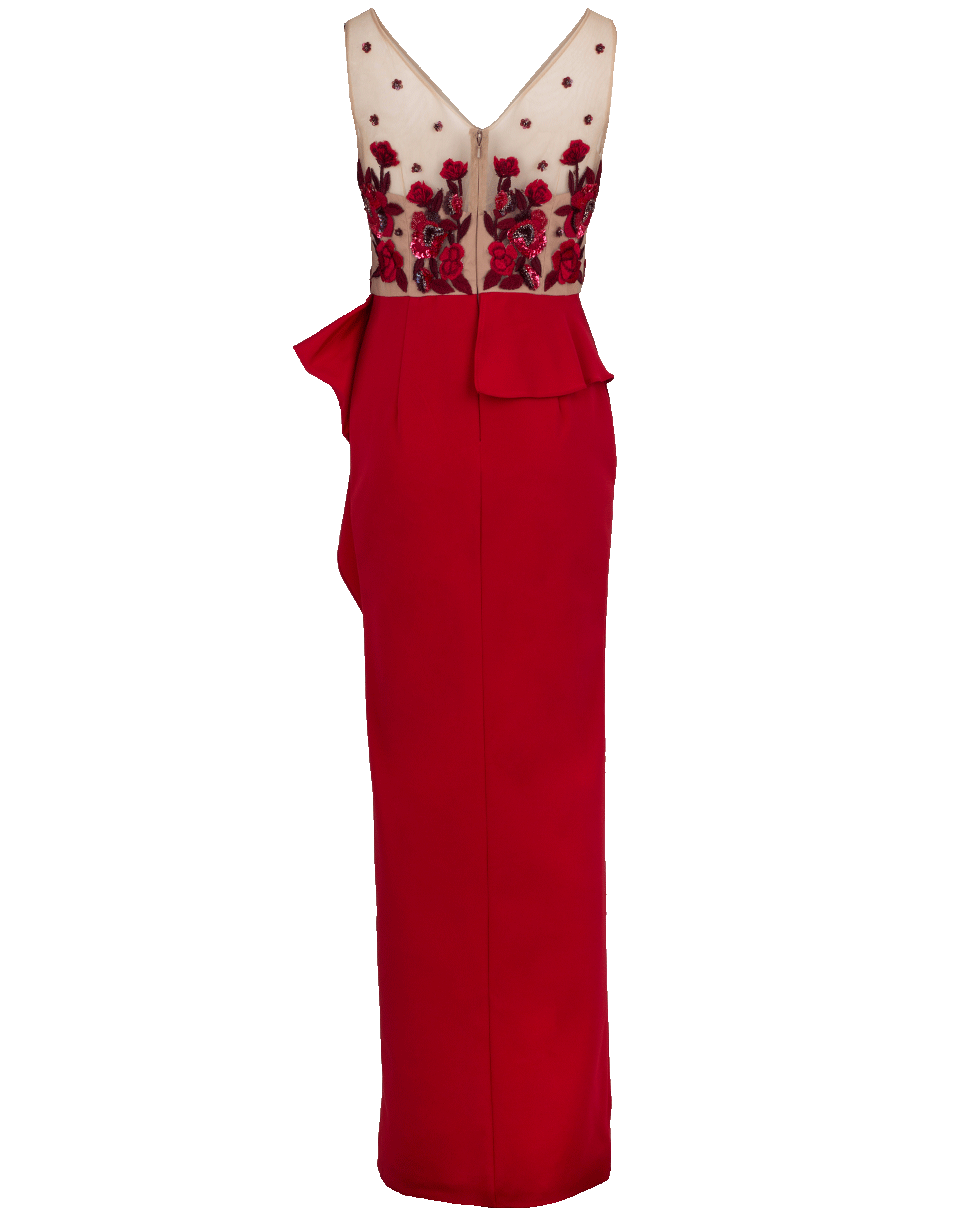 Embroidered Gown With Cascade Skirt CLOTHINGDRESSGOWN MARCHESA NOTTE   