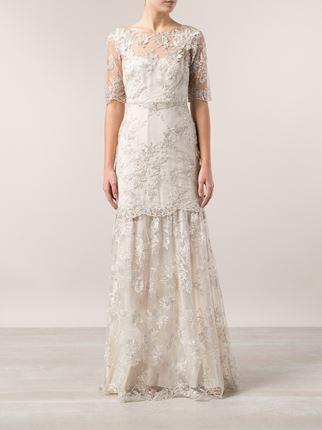 MARCHESA NOTTE-Embroidered Lace Gown-