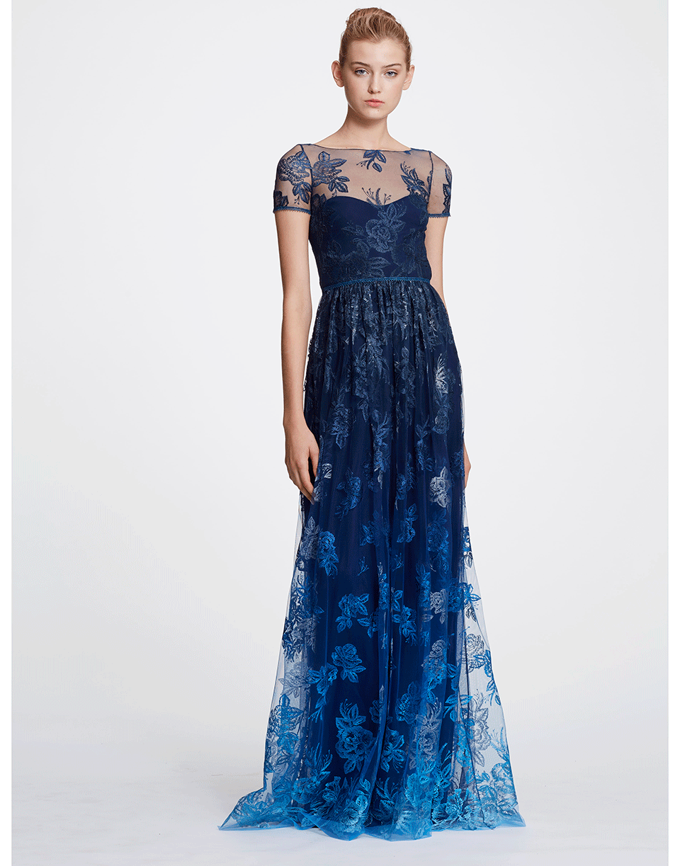 Illusion Embroidered Ombre Gown CLOTHINGDRESSGOWN MARCHESA NOTTE   
