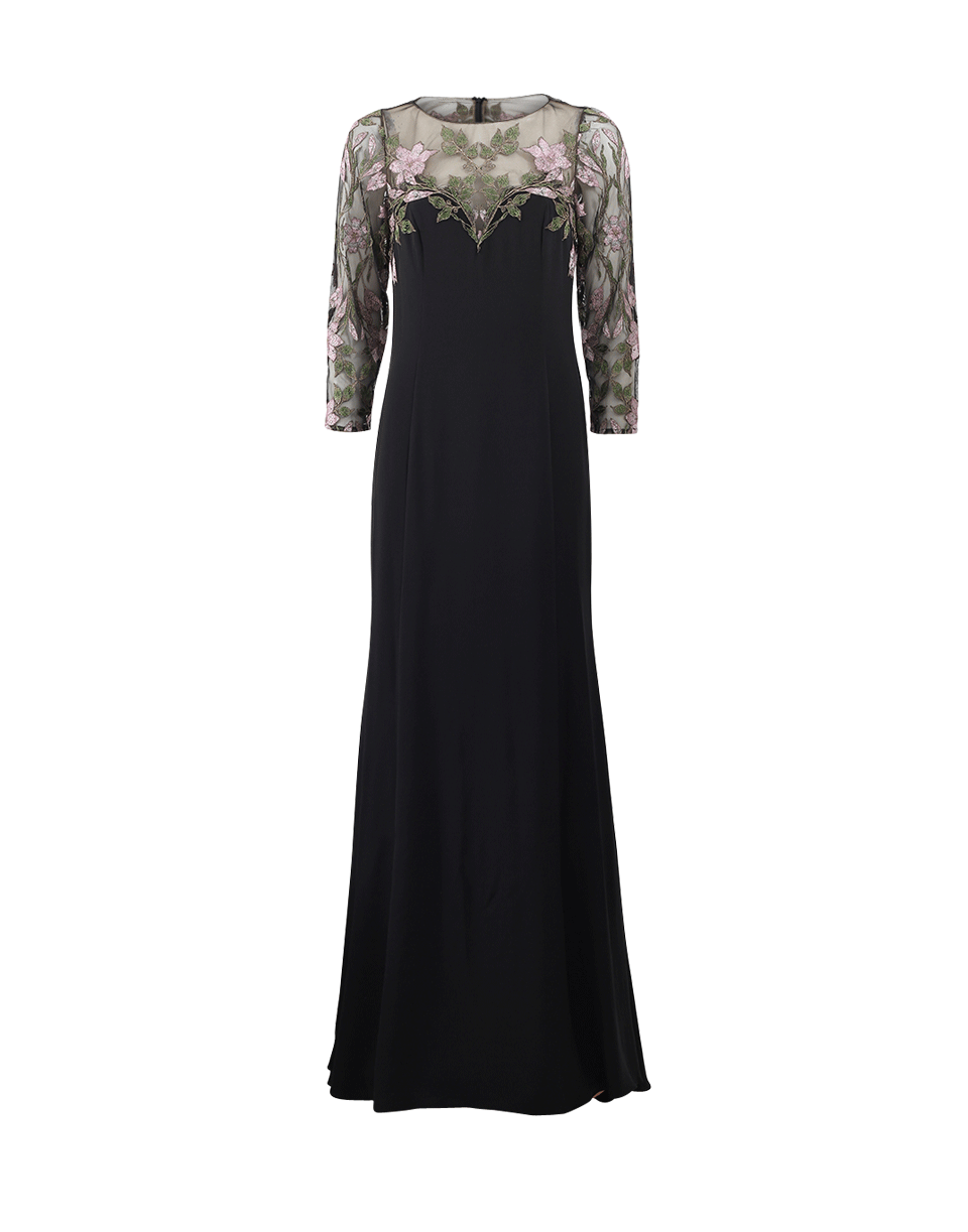 MARCHESA NOTTE-Illusion Floral Gown-