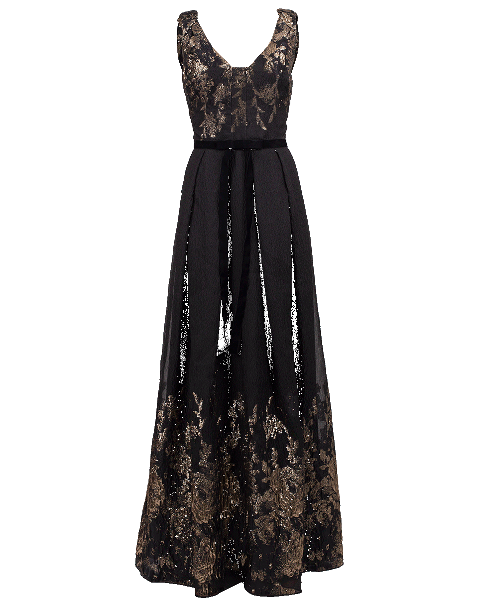 MARCHESA NOTTE-Metallic Coupe Gown-
