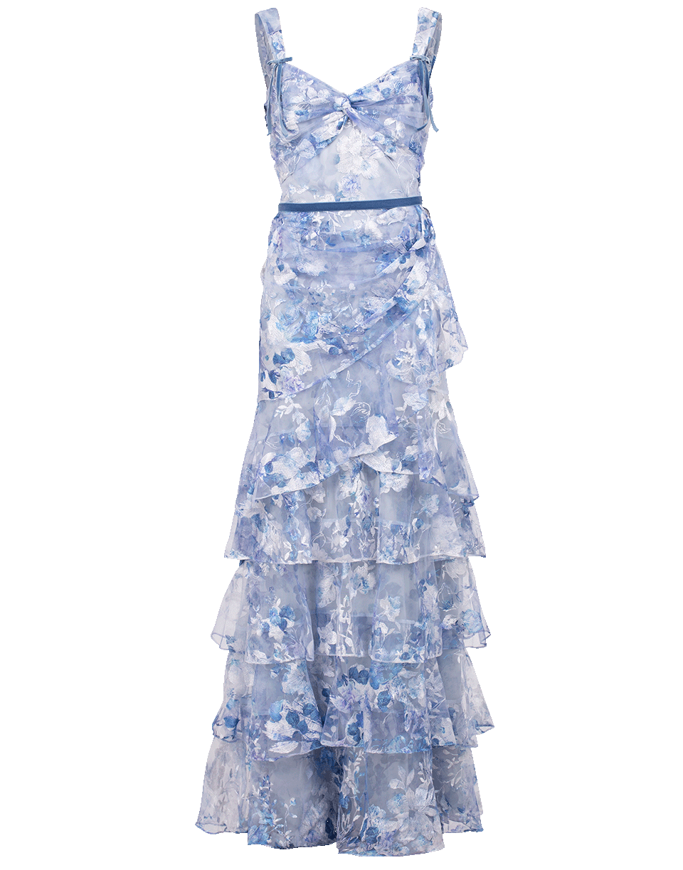 MARCHESA NOTTE-Print Tier Tulle Gown-